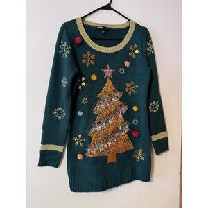 United States Sweater Women's Ugly Christmas Tree Green Holiday Size Medium